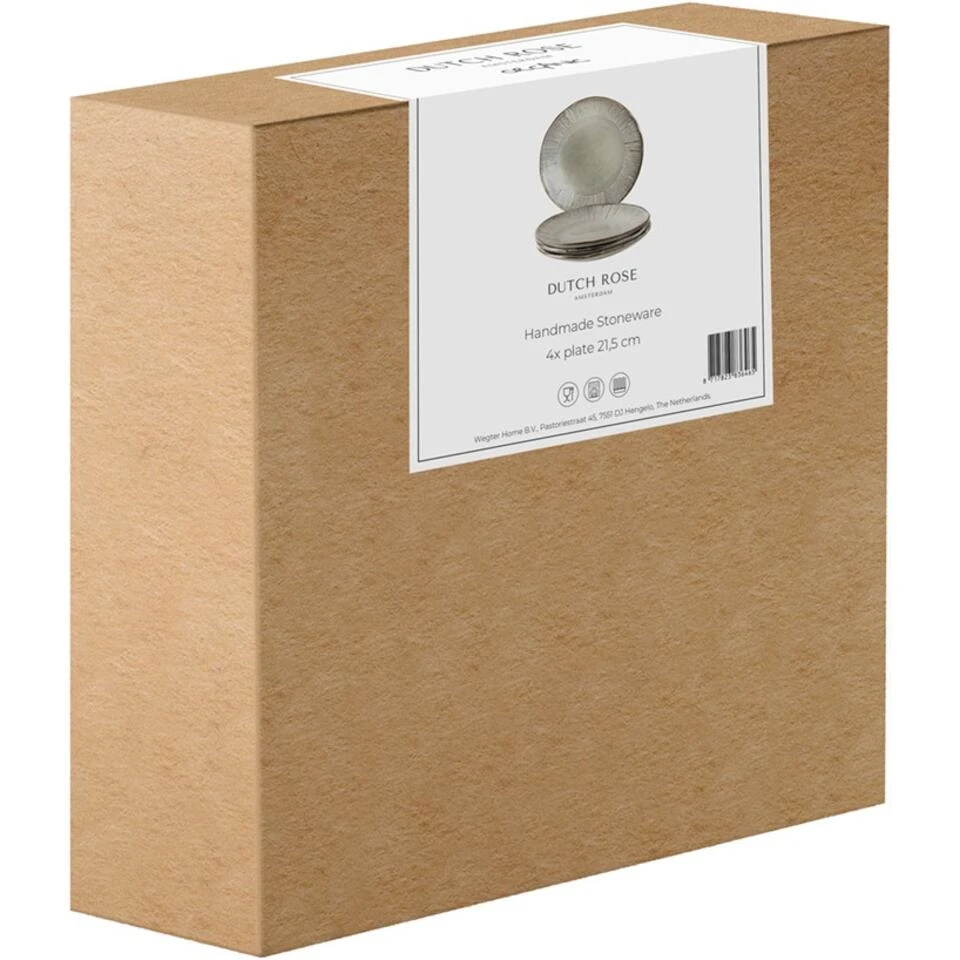 Dutch Rose Giftset 4 Borden 21,5 Cm Creme 5 Dutch Rose Giftset 4 Borden 21,5 Cm Creme - Afbeelding 3