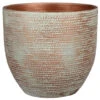 Mica Decorations Plantenpot - Terracotta - Koper Met Wit - D29/H26 Cm -Tuinmeubel Winkel 1000087643