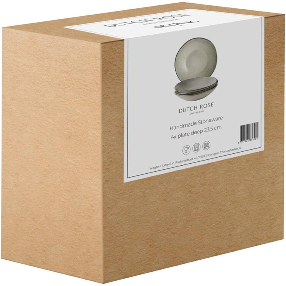 Dutch Rose Giftset 4 Borden Diep 23,5 Cm Creme 3 Dutch Rose Giftset 4 Borden Diep 23,5 Cm Creme - Afbeelding 2