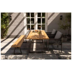Exotan Tuintafel Sydney - Teak/Metaal - Naturel - 75x185x90 -Tuinmeubel Winkel 1000089235 0102