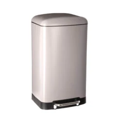 5Five Prullenbak/pedaalemmer - Beige - Metaal - 30 Liter - 34 X 61 Cm