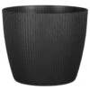 Mica Decorations Plantenpot - Kunststof - Zwart/ribbels- D26/H26 Cm 2 Mica Decorations Plantenpot - Kunststof - Zwart/ribbels- D26/H26 Cm -Tuinmeubel Winkel 1000091595