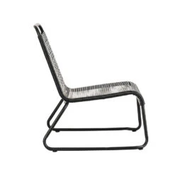 Relax Tuinstoel Met Voetenbank Lia Touw Zwart - 78x70x84 Cm - Touw - Zwart -Tuinmeubel Winkel 1000092400 0103