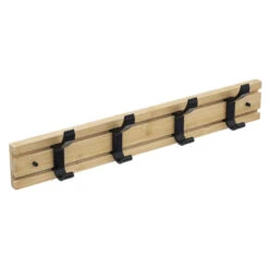 5Five Kapstok Wand/muur - Lichtbruin/zwart - 4 Ophanghaken - 40 Cm