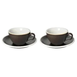 Egg Koffiekop Met Schotel - Set Van 2 - 150ml - Gunpowder