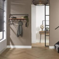 Industrieele Kapstok Leandra Acaciahout Metaal - 32x100x38 Cm - Hout - Bruin -Tuinmeubel Winkel 1000098600 0101