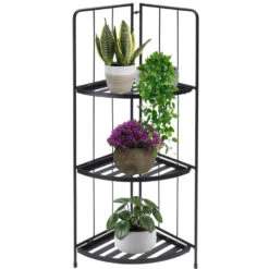 Pro Garden Plantenrek- Zwart - Metaal - 42 X 30 X 90 Cm - Inklapbaar -Tuinmeubel Winkel 1000099254 0102