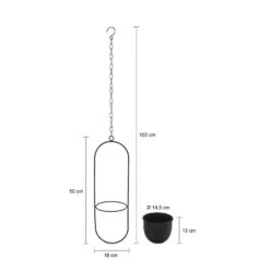 QUVIO Hangende Bloempot Metaal - Langwerpig - Zwart -Tuinmeubel Winkel 1000099295 0103