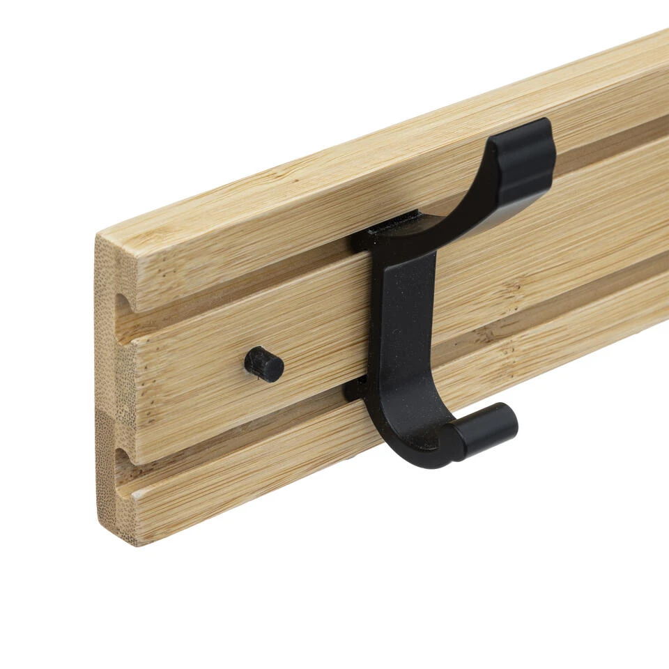 5Five Kapstok Wand/muur - Lichtbruin/zwart - 4 Ophanghaken - 40 Cm 5 5Five Kapstok Wand/muur - Lichtbruin/zwart - 4 Ophanghaken - 40 Cm - Afbeelding 3