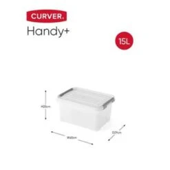 Curver Handy+ Opbergbox - 15L - 4 Stuks - Transparant Met Deksel -Tuinmeubel Winkel 1412354469 0102