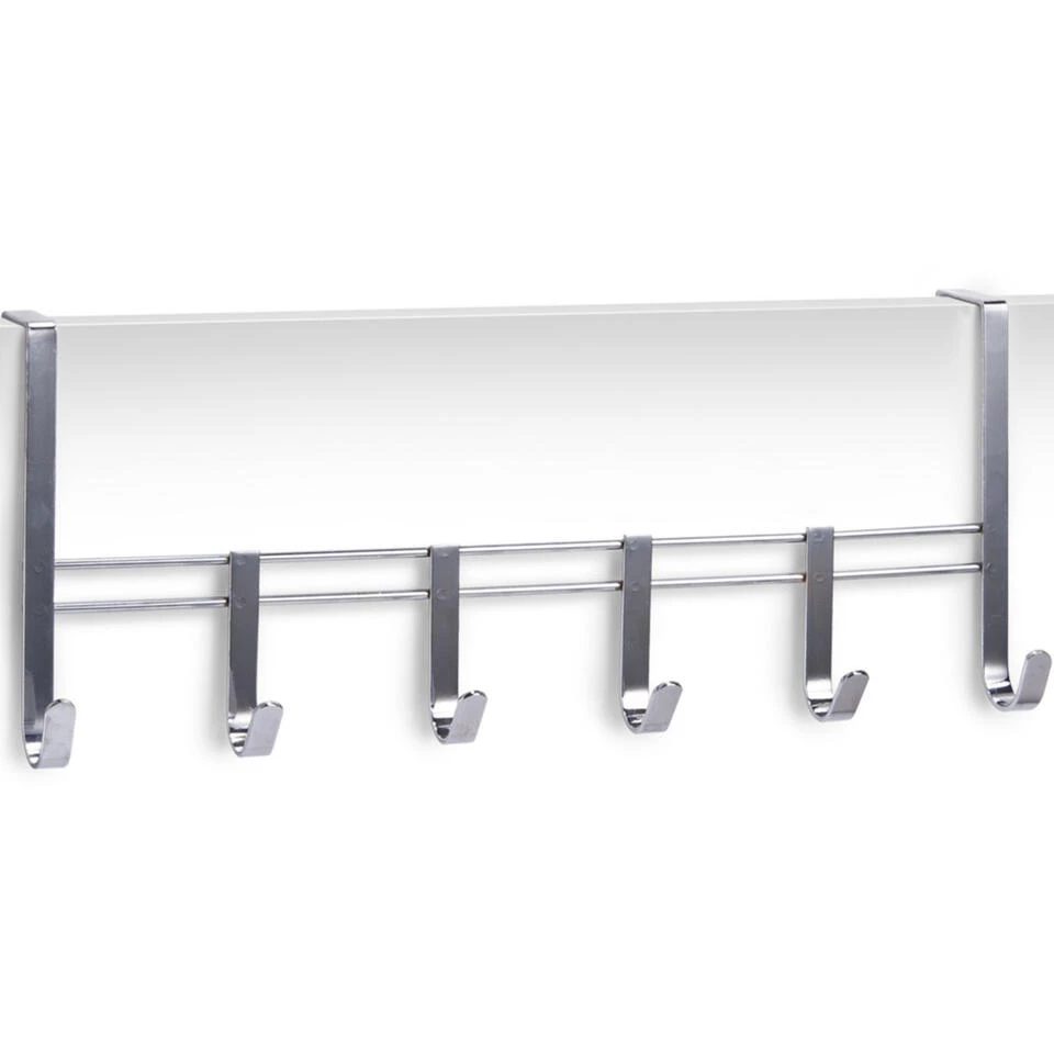 Zilveren Badkamerdeur/kastdeur Kapstok Met 6 Haken 51 Cm 3 Zilveren Badkamerdeur/kastdeur Kapstok Met 6 Haken 51 Cm