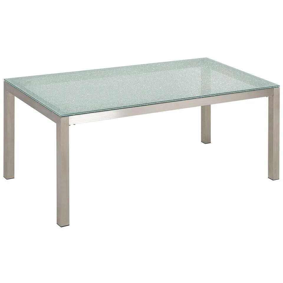 Beliani Eettafel GROSSETO - Transparant Veiligheidsglas, Rvs 3 Beliani Eettafel GROSSETO - Transparant Veiligheidsglas, Rvs