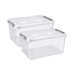 Curver Handy+ Opbergbox - 50L - 2 Stuks - Transparant Met Deksel