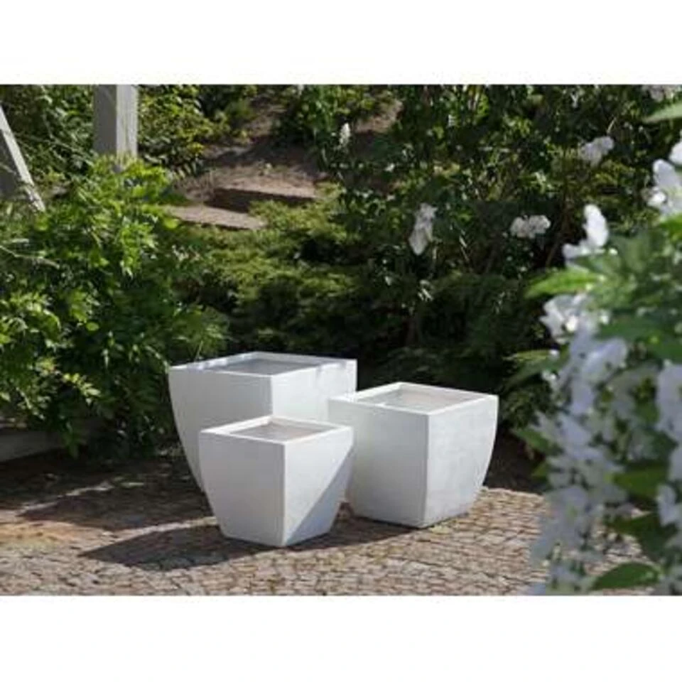 Beliani Plantenbak Voor Buiten ORICOS - Wit Klei-vezelmengsel 4 Beliani Plantenbak Voor Buiten ORICOS - Wit Klei-vezelmengsel - Afbeelding 2