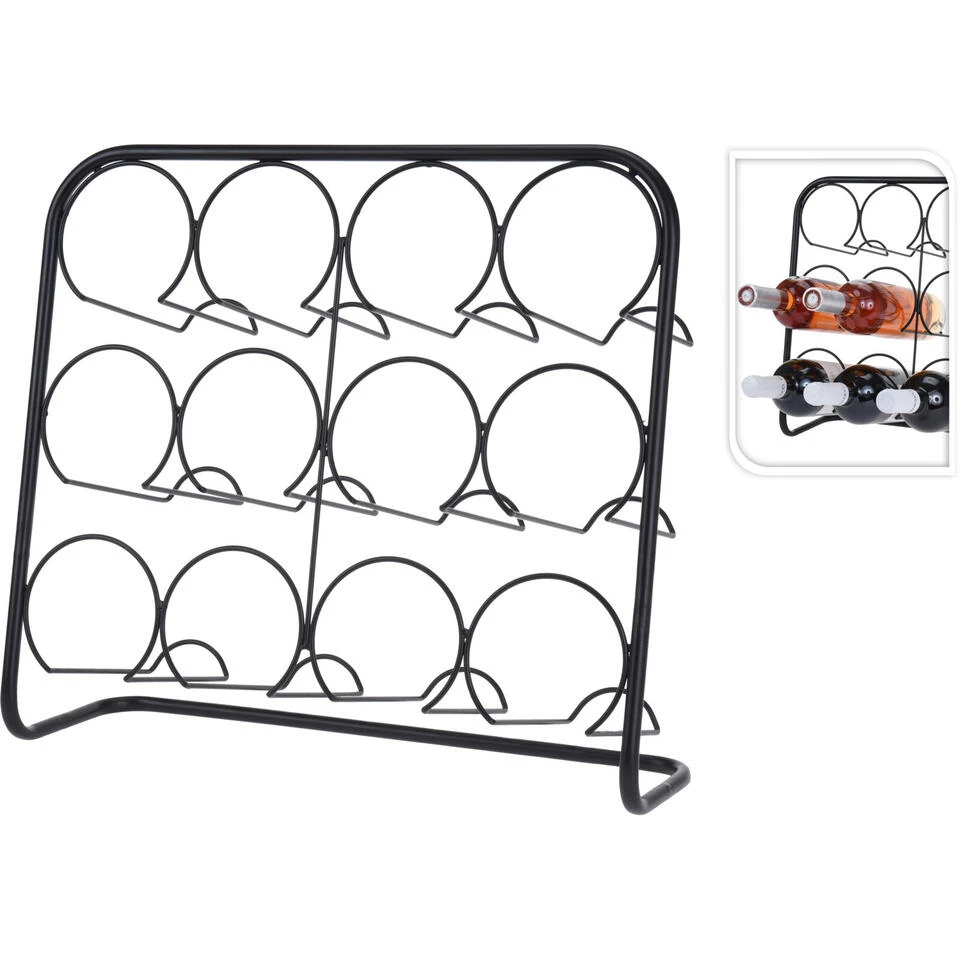Excellent Houseware Wijnflessen Rek - Metaal - 12 Flessen 3 Excellent Houseware Wijnflessen Rek - Metaal - 12 Flessen - Afbeelding 2