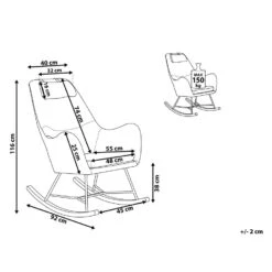 Beliani Schommelstoel ARRIE - Grijs Fluweel 8 Beliani Schommelstoel ARRIE - Grijs Fluweel -Tuinmeubel Winkel 1783630521 0102