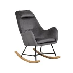 Beliani Schommelstoel ARRIE - Grijs Fluweel