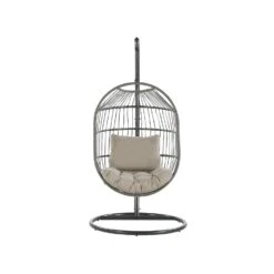 Beliani Hangstoel ALBA - Zwart Pe Rotan 8 Beliani Hangstoel ALBA - Zwart Pe Rotan -Tuinmeubel Winkel 271472dcb940475fb0a70c6c385fb322