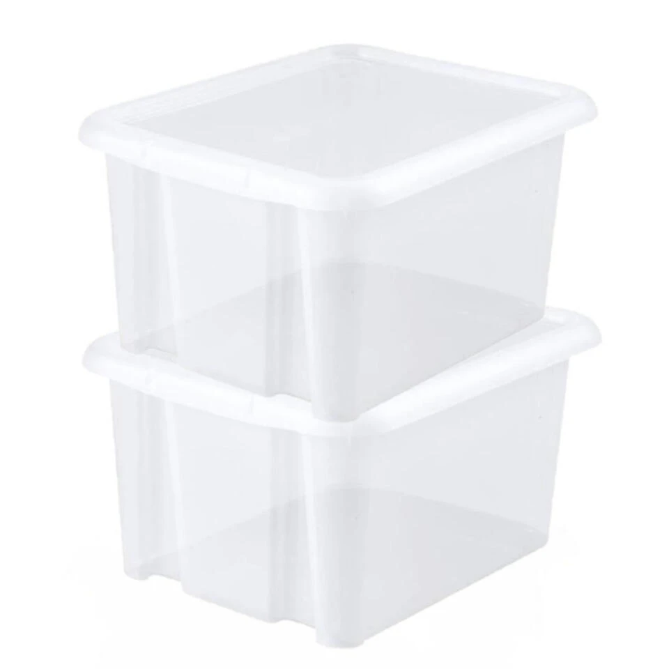 EDA Opbergbox - Wit - Stapelbaar - L44 X B36 X H25 Cm 4 EDA Opbergbox - Wit - Stapelbaar - L44 X B36 X H25 Cm - Afbeelding 2