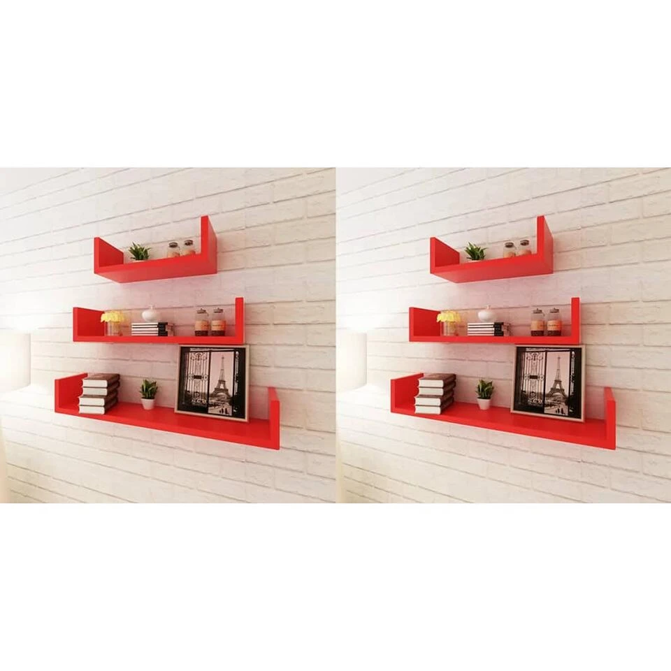 VidaXL Wandplanken 6 St Rood 4 VidaXL Wandplanken 6 St Rood - Afbeelding 2