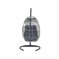 Beliani Hangstoel SESIA - Grijs Polyester, Pe Rotan -Tuinmeubel Winkel 4ec4e740c85e4b768d5972423f26bdbc