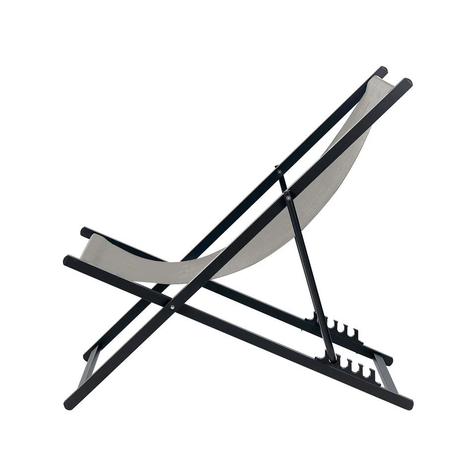 Beliani Tuinligstoel LOCRI II - Grijs Synthetisch Materiaal, Aluminium 6 Beliani Tuinligstoel LOCRI II - Grijs Synthetisch Materiaal, Aluminium - Afbeelding 4