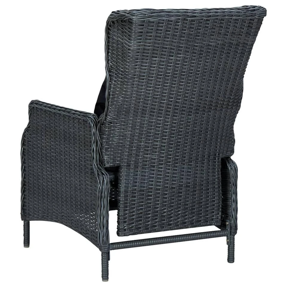 VidaXL Tuinstoel Verstelbaar Met Kussens Poly Rattan Donkergrijs 6 VidaXL Tuinstoel Verstelbaar Met Kussens Poly Rattan Donkergrijs - Afbeelding 4