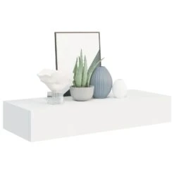 VidaXL Wandschappen 2 St Met Lade 60x23,5x10 Cm MDF Wit -Tuinmeubel Winkel 68e1f10cf2494b2a8414878e334cbef3