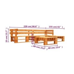 VidaXL 4-delige Loungeset Pallet Hout Honingbruin -Tuinmeubel Winkel 6d8e02f79ace4c3aadc5b632ece1a844