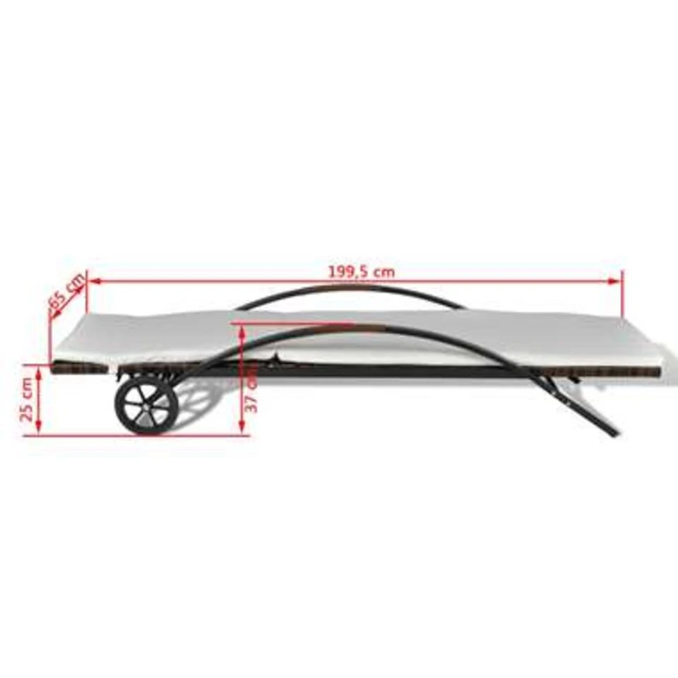 VidaXL Ligbed Met Kussen En Wieltjes Poly Rattan Bruin 4 VidaXL Ligbed Met Kussen En Wieltjes Poly Rattan Bruin - Afbeelding 2