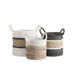 Mand Bologna - Naturel/wit - 30xØ28 Cm -Tuinmeubel Winkel 70503531 4050