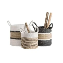 Mand Bologna - Naturel/wit - 30xØ28 Cm -Tuinmeubel Winkel 70503531 4051