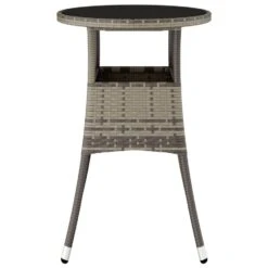 VidaXL Tuintafel Ø60x75 Cm Gehard Glas En Poly Rattan Grijs -Tuinmeubel Winkel 7fab57e03e9546b2985c4bb59e1aff8f
