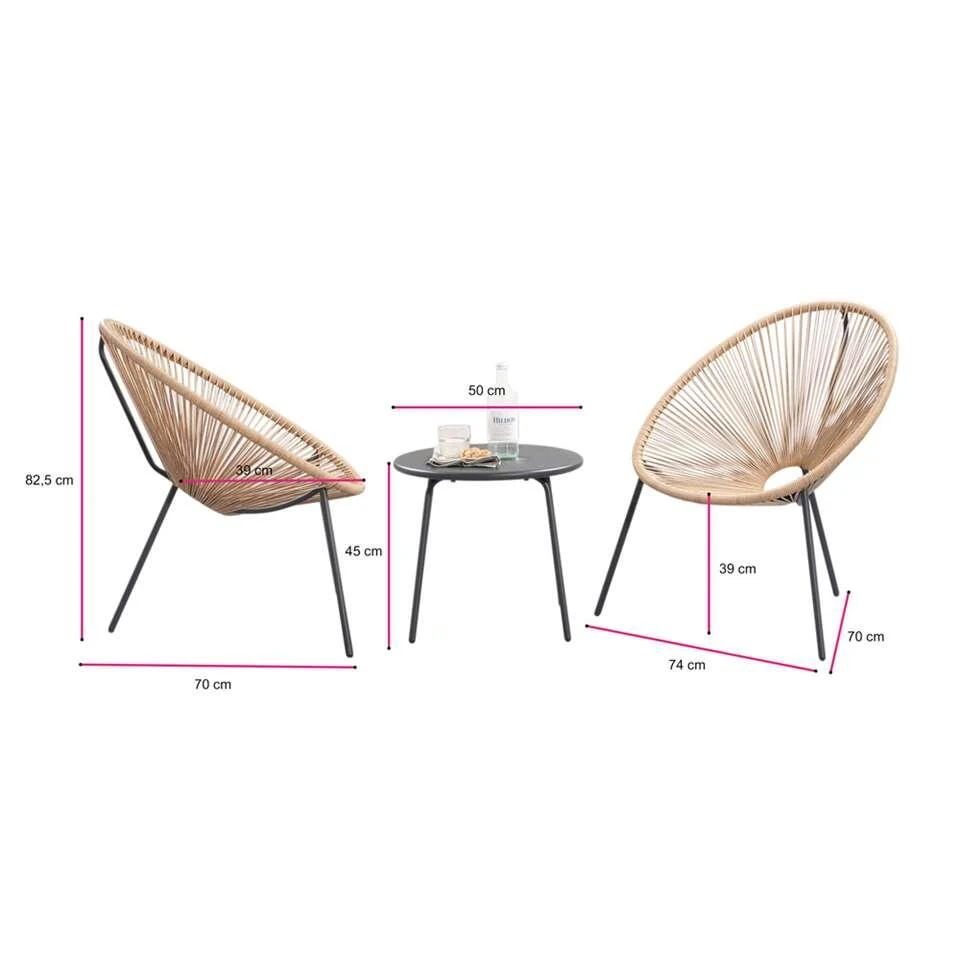 Loungeset Formentera Vilanova - Naturel - 3-delig 4 Loungeset Formentera Vilanova - Naturel - 3-delig - Afbeelding 2