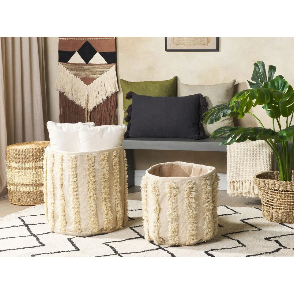 Beliani Mand KAKKI - Beige Katoen 4 Beliani Mand KAKKI - Beige Katoen - Afbeelding 2