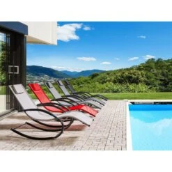 Beliani Tuinligstoel CARANO II - Zwart Staal, Textiel -Tuinmeubel Winkel 94d0ee8d2e5f43ffacbc68ad7345c0df