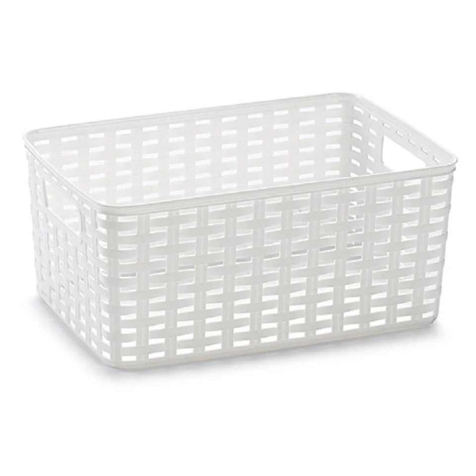 Forte Plastics Opbergmand - Gevlochten - Kunststof - Wit 22x33x16 Cm 4 Forte Plastics Opbergmand - Gevlochten - Kunststof - Wit 22x33x16 Cm - Afbeelding 2
