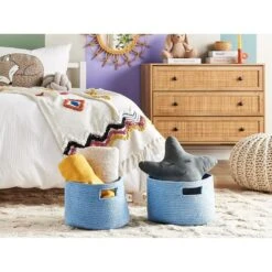 Beliani Mand CHINIOT - Blauw Katoen -Tuinmeubel Winkel a21c9b89a7314334b23898eab453855b