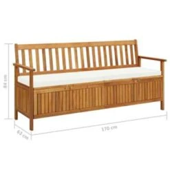 VidaXL Opbergbankje Met Kussen 170 Cm Massief Acaciahout -Tuinmeubel Winkel a5a540093d64453bbd78c839bc7a3bff