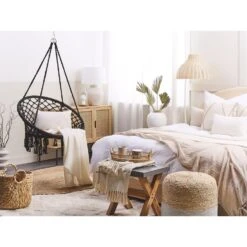 Beliani Hangstoel GABELLA - Zwart Katoen -Tuinmeubel Winkel aee55501a2894f858c6fba082cb6387b