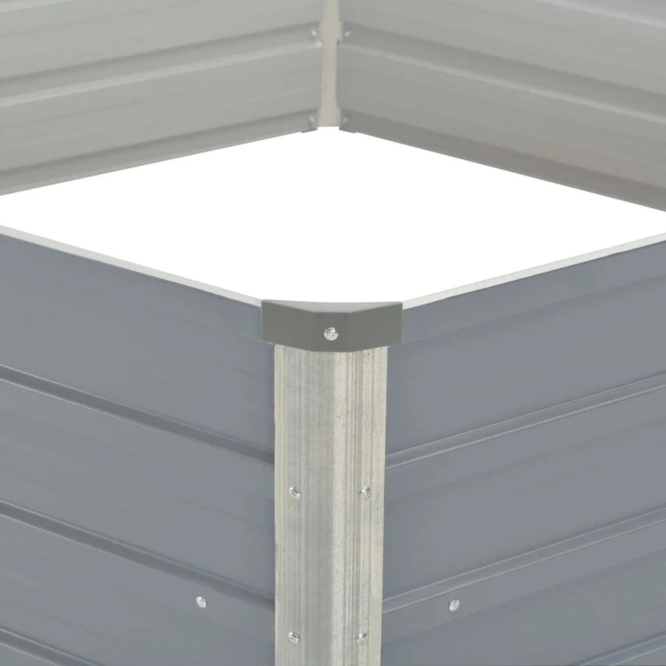 VidaXL Plantenbak Verhoogd 129x129x46 Cm Gegalvaniseerd Staal Grijs 6 VidaXL Plantenbak Verhoogd 129x129x46 Cm Gegalvaniseerd Staal Grijs - Afbeelding 4