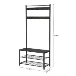 O'DADDY® Kapstok Staand - Schoenenrek - 9 Haken - 70x32x175 - Darkgrey -Tuinmeubel Winkel b3625d205710404b8fb75b70c1506e20
