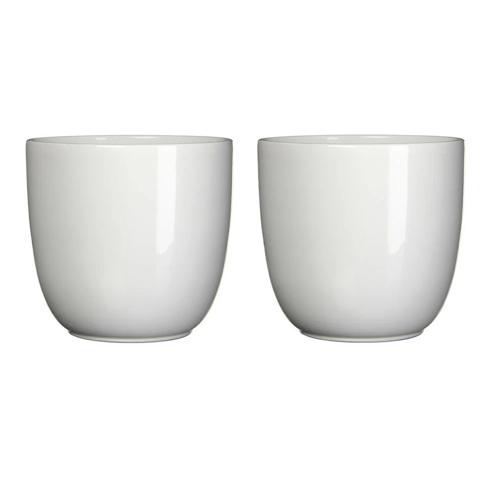 Mica Decorations Bloempot - Keramiek - Wit - H11 X D12 Cm 4 Mica Decorations Bloempot - Keramiek - Wit - H11 X D12 Cm - Afbeelding 2