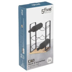 5five Flessenrek - Metaal-bamboe - 6 Flessen - Zwart - 25 X 17 X 38 Cm -Tuinmeubel Winkel bddd0c45048d442f9425b4b53964a3a7