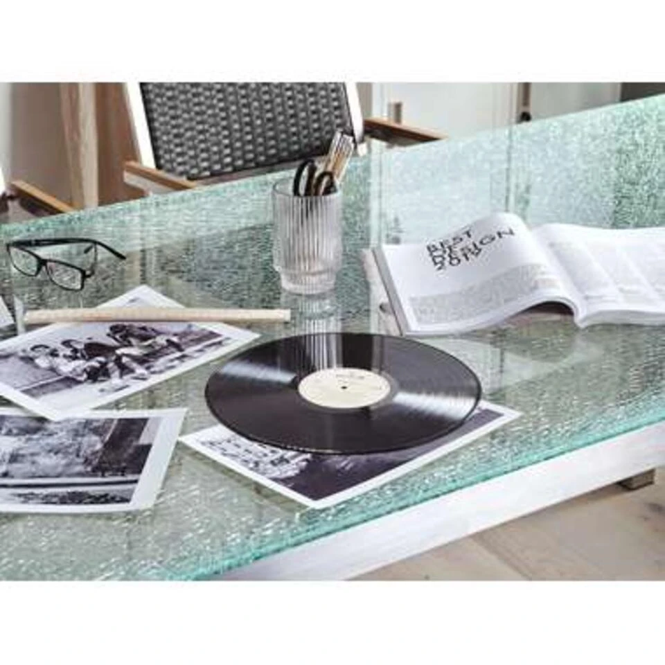 Beliani Eettafel GROSSETO - Transparant Veiligheidsglas, Rvs 4 Beliani Eettafel GROSSETO - Transparant Veiligheidsglas, Rvs - Afbeelding 2