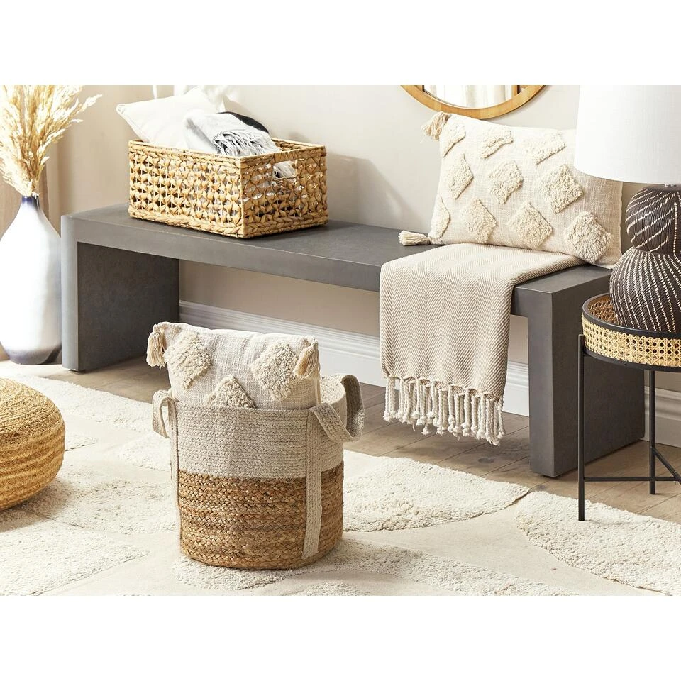 Beliani Mand SONIPAT - Natuurlijk Jute, Katoen 4 Beliani Mand SONIPAT - Natuurlijk Jute, Katoen - Afbeelding 2