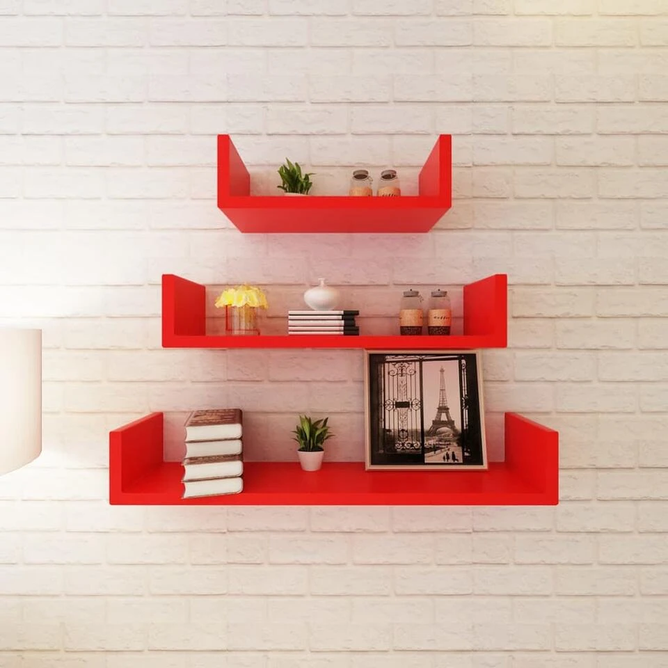 VidaXL Wandplanken 6 St Rood 5 VidaXL Wandplanken 6 St Rood - Afbeelding 3