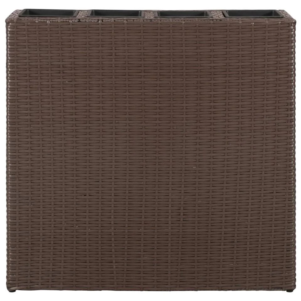 VidaXL Plantenbak Verhoogd Met 4 Potten Poly Rattan Bruin 5 VidaXL Plantenbak Verhoogd Met 4 Potten Poly Rattan Bruin - Afbeelding 3